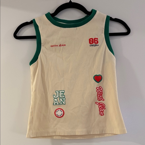 With Jean Cream and Green Tank Top - Picture 2 of 2
